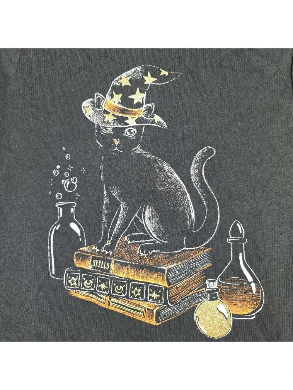 OshKosh B'gosh Girls Halloween Long Sleeve Sz 10 T-Shirt Witchy Cat Spellbook